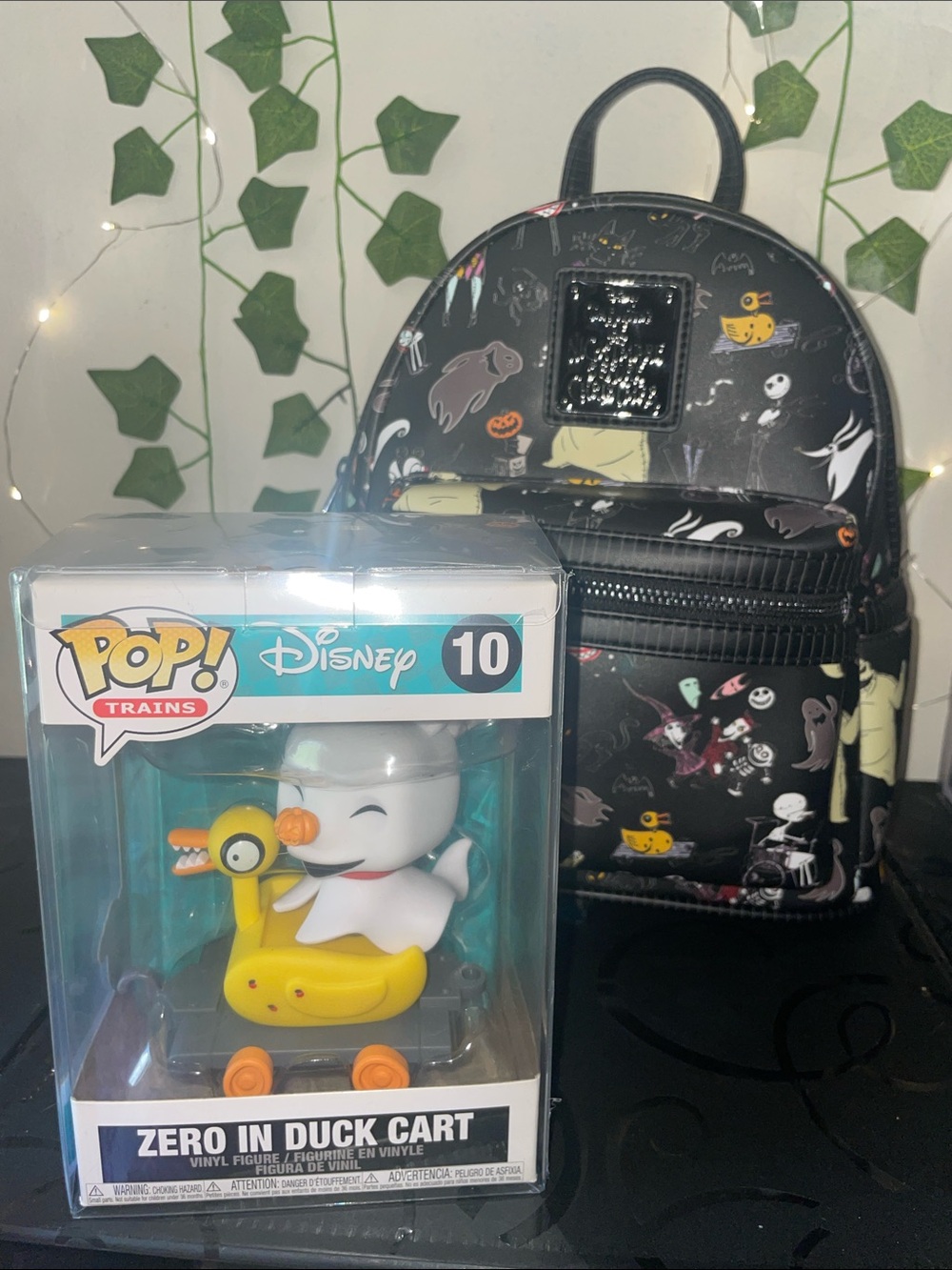 Disney Pop! Zero in Duck Cart Vinyl Figure + NBC AOP Loungefly Mini Backpack